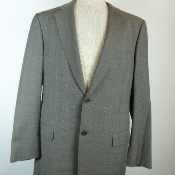 BELVEST suit 2 piece gray wool 2 button plaid jacket pants 42 made in Italy - Picture 1 of 11